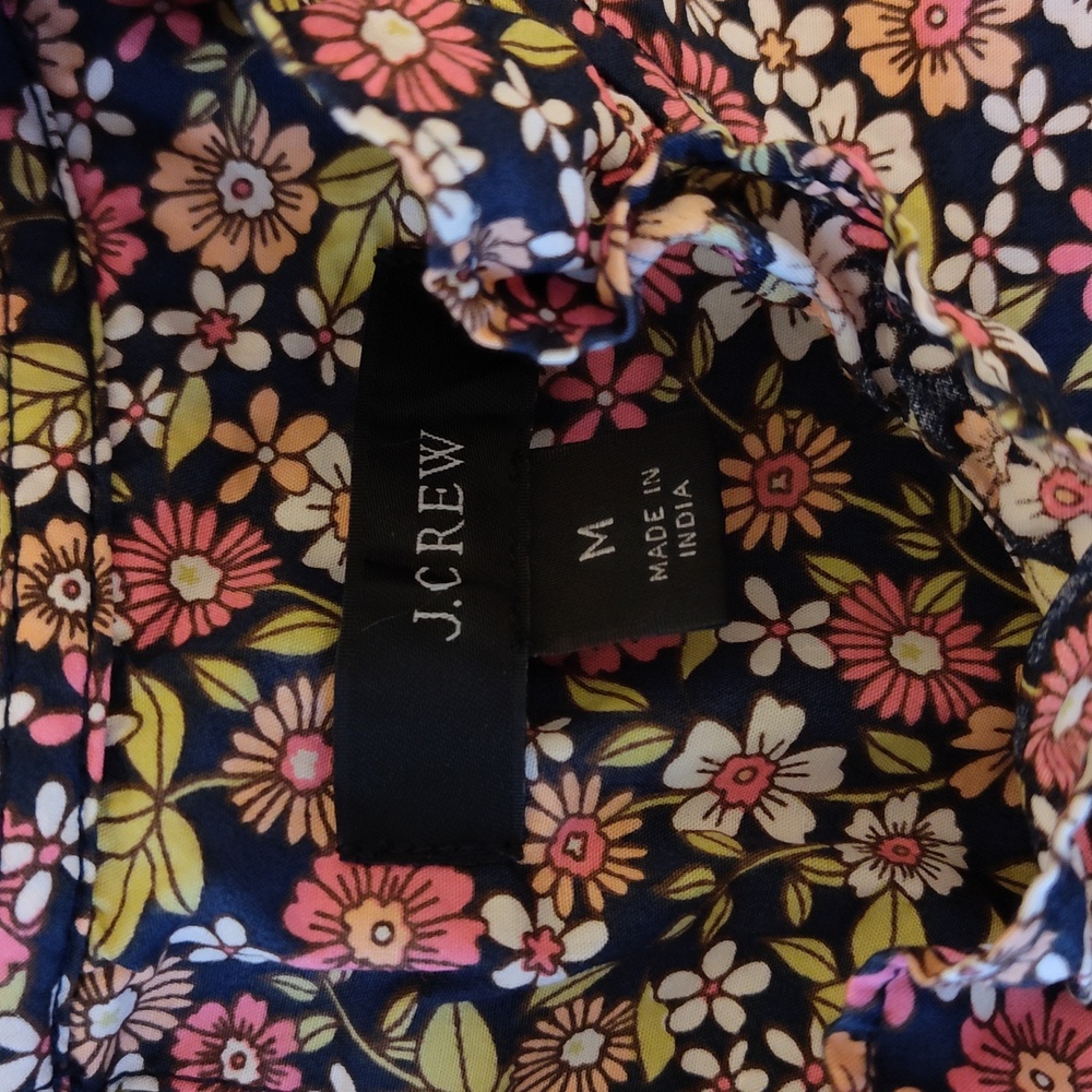 J Crew smocked puff-sleeve cotton poplin top in meadow floral size medium - Picture 3 of 7